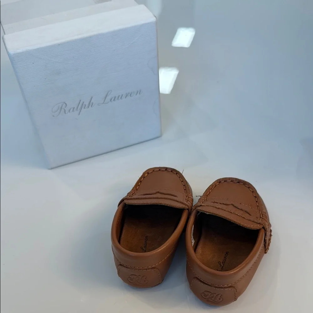 Ralph Lauren Brown Moccasin Shoes Classic Slip-On Design